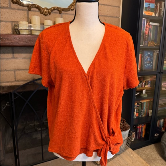 SOLD 🎉HP🎉 🧡 NWT Madewell Texture & Thread Burnt Orange Wrap Tie Top - XL - Picture 6 of 14